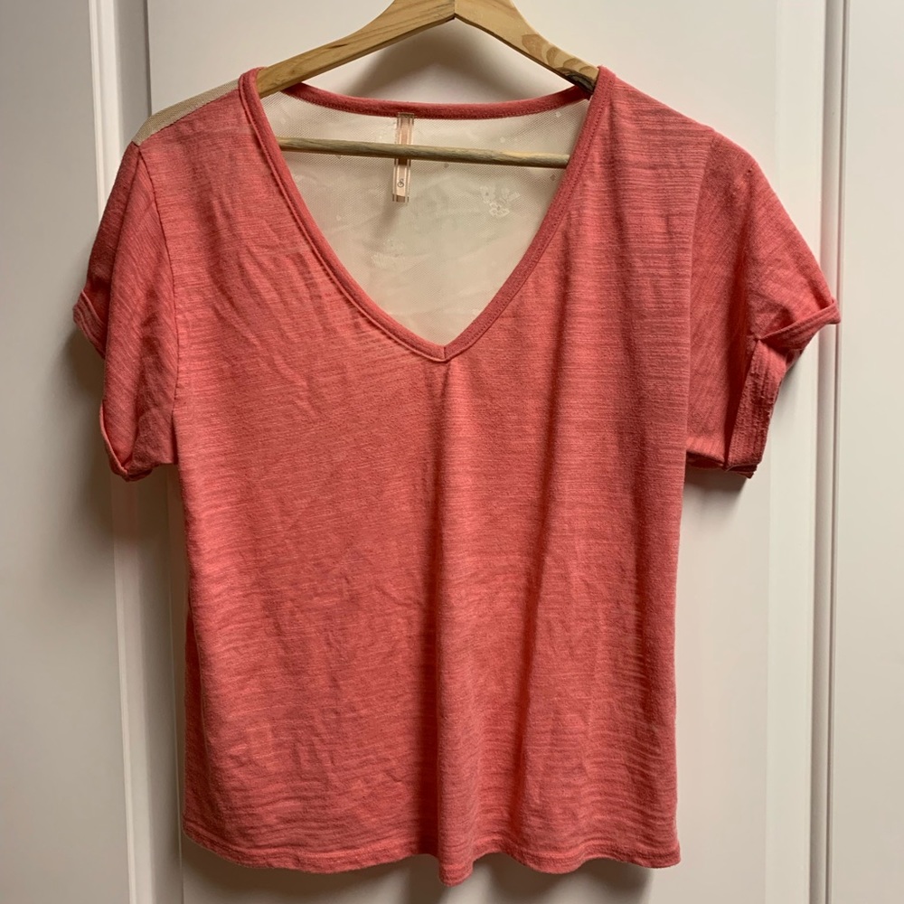 V neck with flower lace back size S